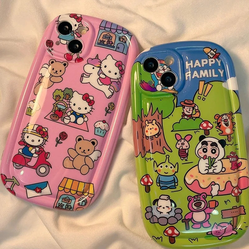 Kawaii Hello Kitty Cute Cartoon Phone Case For iPhone 15 14 13 12 11 Pro Max X XR XS 6 7 8 Plus Soft Silicone Transparent Cover