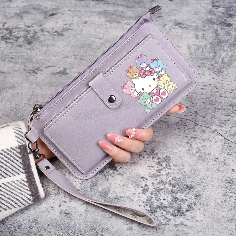 Hello Kitty Women Wallets PU Leather Female Purse Multi-Cards Holder Coin Foldable Wallet Zipper Billfold Hipster Credit Gift