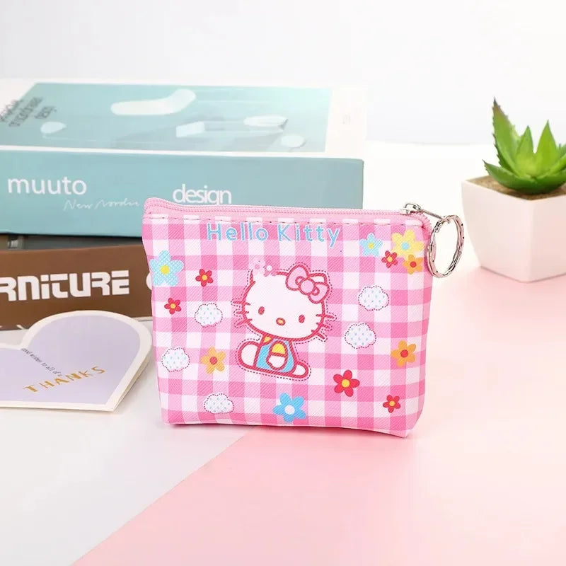 Hello Kitty Purse Coin Purses Cartoon Printed PU Melody Cute Wallet Bag Keychains Storage Bag Kuromi Kawaii Mini Pouch