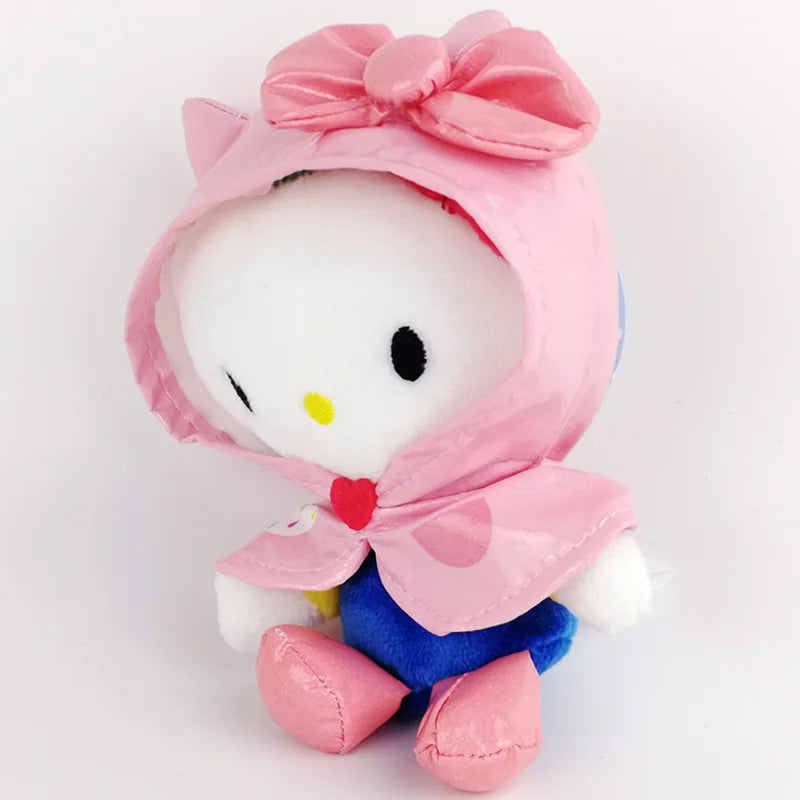 13cm Raincoat Hello Kitty Pendant Keychain Plush Toys Stuffed Animal Soft Doll Kids Cartoon Anime Birthday Gift