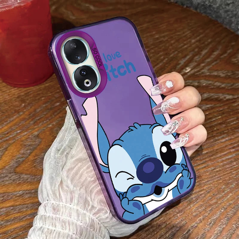 For Honor 90 Phone Case Lilo Stitch Big Eye Cute Cartoon Lovely Cover Matte Laser Coque For Honor 90 Fundas Honor90 Bumper