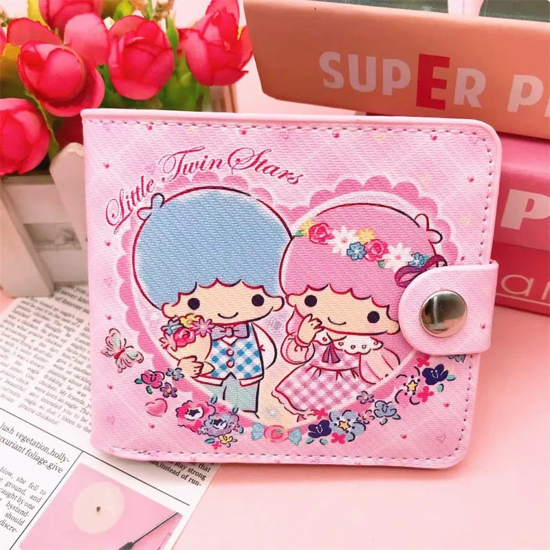 Hello Kitty Cinnamoroll My Melody Kuromi New Pu Casual Money Bag Coin Purse Card package Wallet With Buttons ﻿