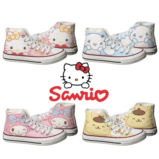 Kawaii Hello Kitty My Melody Canvas Shoes Cartoon New Summer Thin High-Top Sneakers Students Versatile Casual Shoes