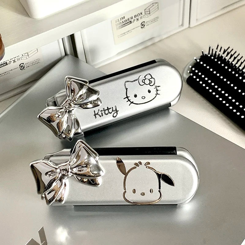 1Pcs Hello Kitty Folding Hair Comb Hair Styling With Mirror My Melody Cinnamoroll Anime Portable Travel Small Comb Tools