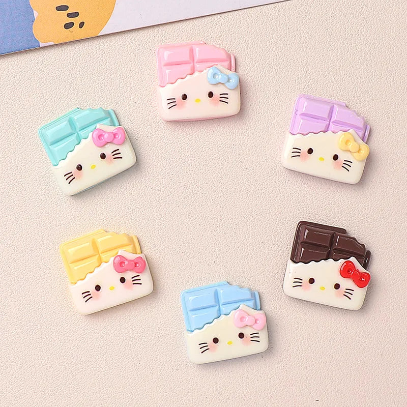 5PCS Cartoon DIY Resin Accessories Cookies Kittens Resin Flatback for Jewelry Making hello kitty Diy Scrambooking Embellishments