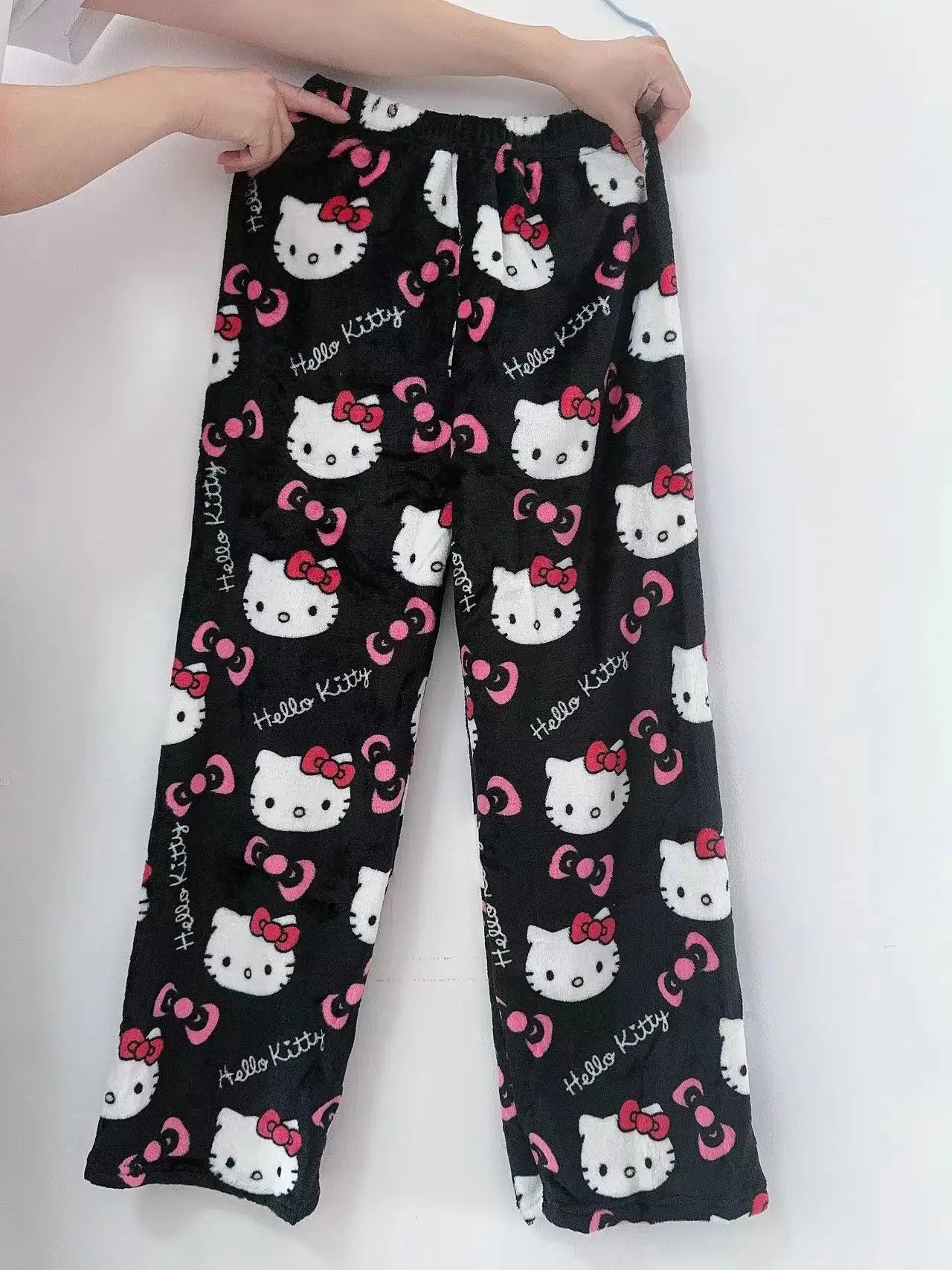 Hello Kitty Anime Y2k Kawaii Flannel Pajamas Women's Warm Woolen Cartoon Casual Home Pants Autumn Winter Fashion Trousers