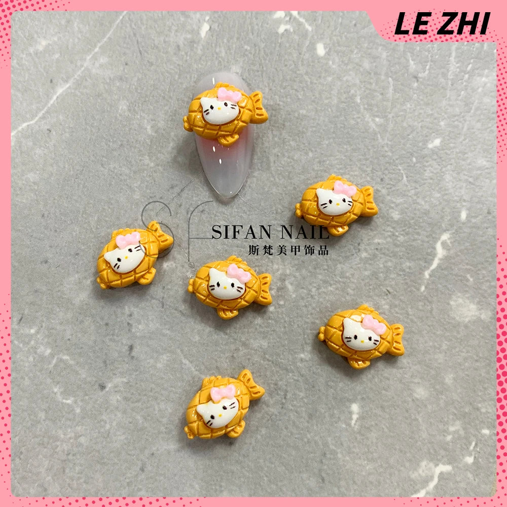 20PCS Kawaii Cartoon 3D Nail Accessories Hello Kitty Kuromi Dress Up Bowknot Decoration Art Charms DIY Jewelry Supplies Gift