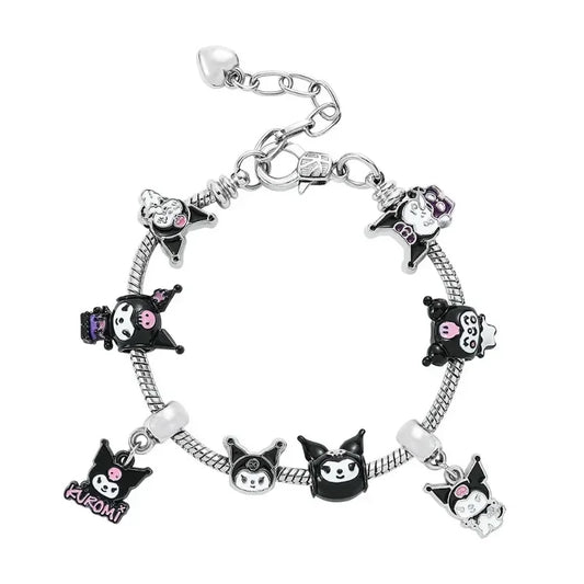 Sanrio Kuromi Pandora Bracelet Cartoon Anime Cute Bead String Fashion Charm Jewelry Halloween Bracelet Girl&Child Holiday Gifts