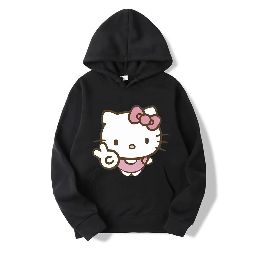 2025 New Hello Kitty Cartoon Family Women Hoodie Cartoon Anime Men Pullover New Spring Autumn Couple Sweatshirt Clothes Top