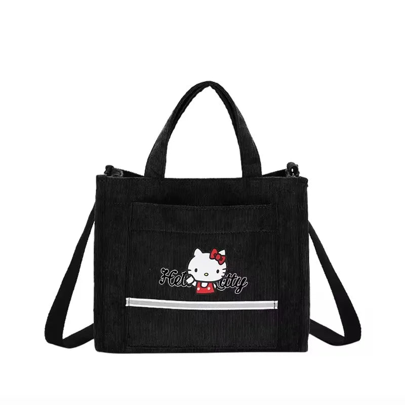 Hello Kitty Women Canvas Bags Shoulder Bag Fashion Tote Bags Girl Cartoon Printed Tote Bag Large Capacity Handbag Shopping Bags