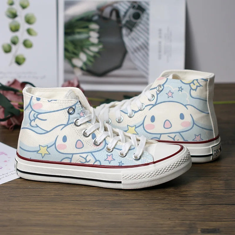 Kawaii Hello Kitty My Melody Canvas Shoes Cartoon New Summer Thin High-Top Sneakers Students Versatile Casual Shoes