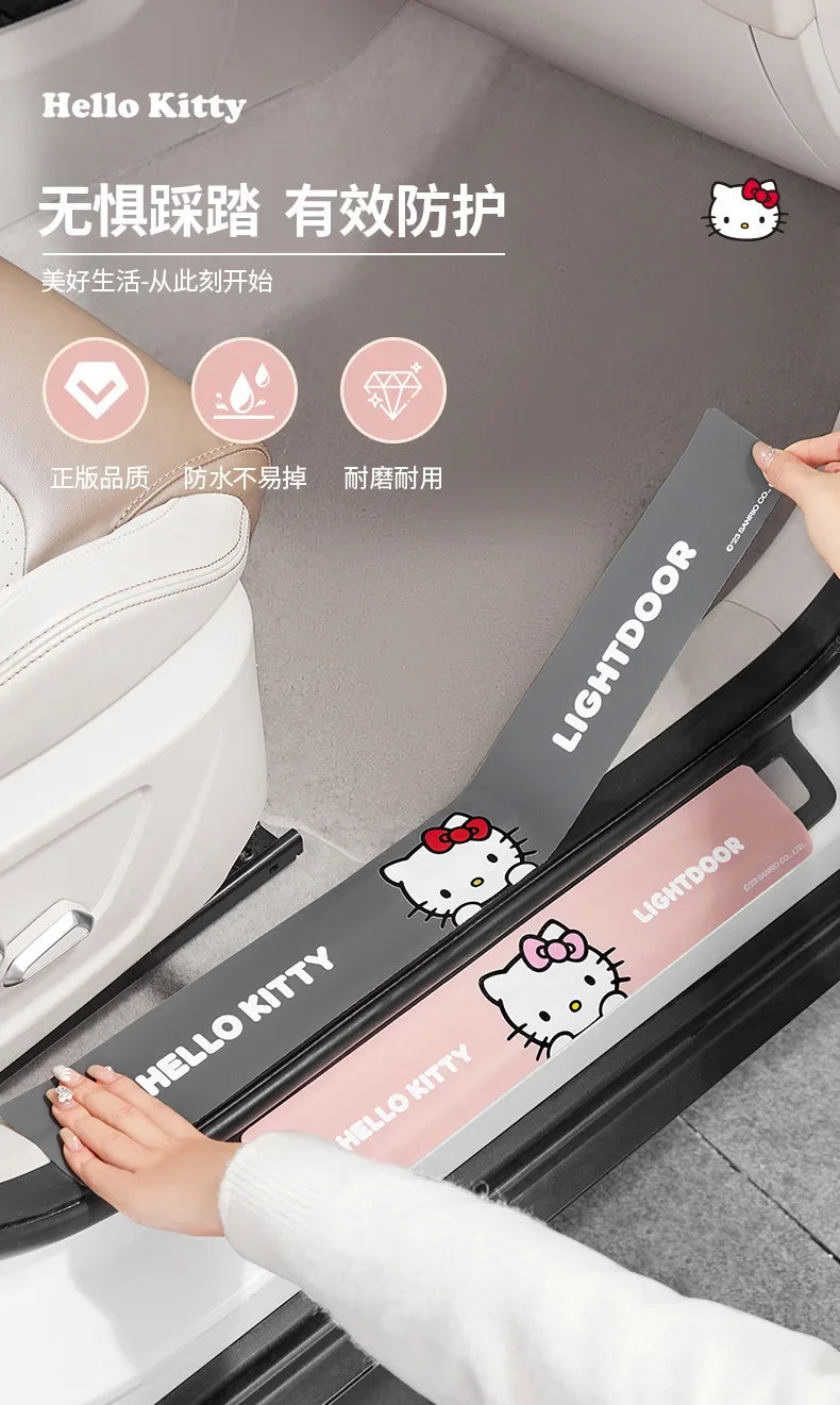 Kawaii Sanrio Car Door Sill Protection Strip Anti-Pedal Wear-Resistant Pu Cartoon Hello Kitty Cute Car Decoration Accessories