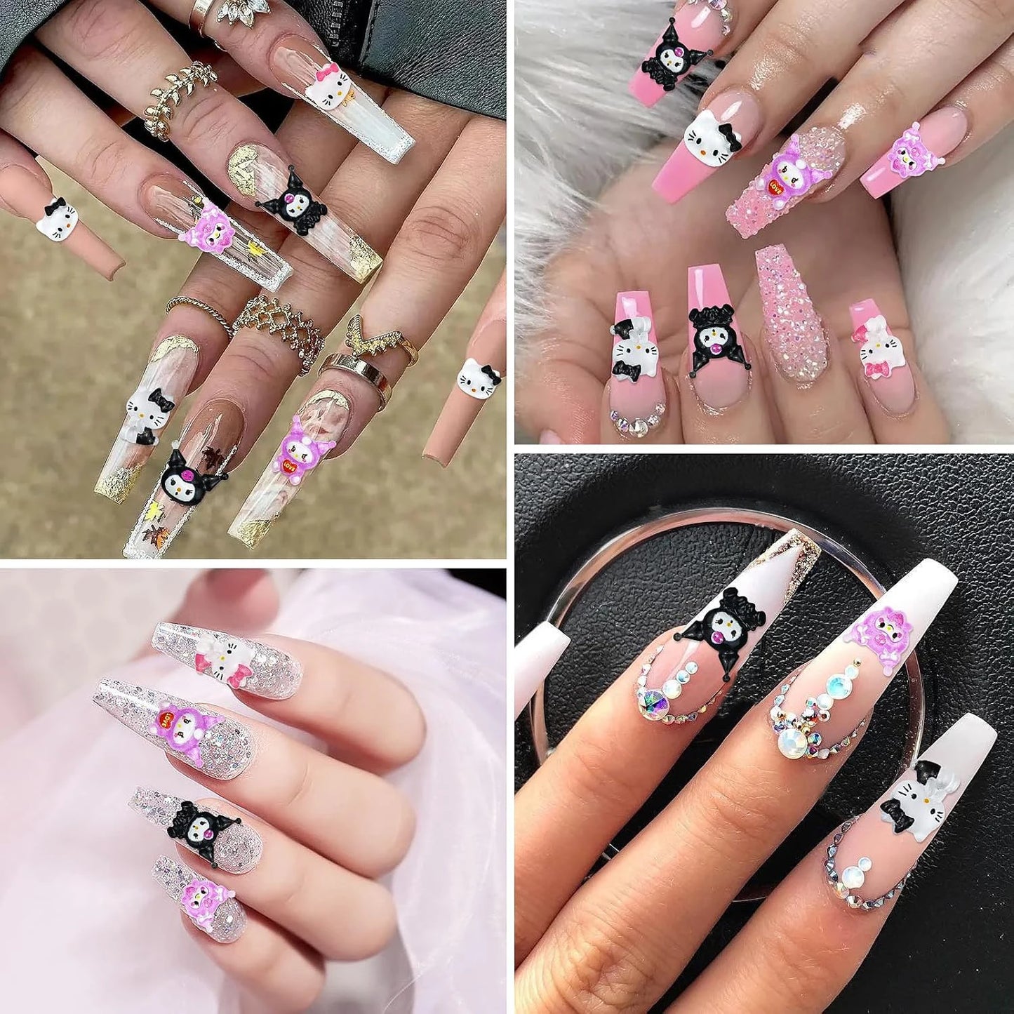 Hello Kitty DIY Nail Art Jewelry Decor Kawaii Kuromi Charms For Manicure DIY Nail Parts Rhinestone Toy Gift for Girls