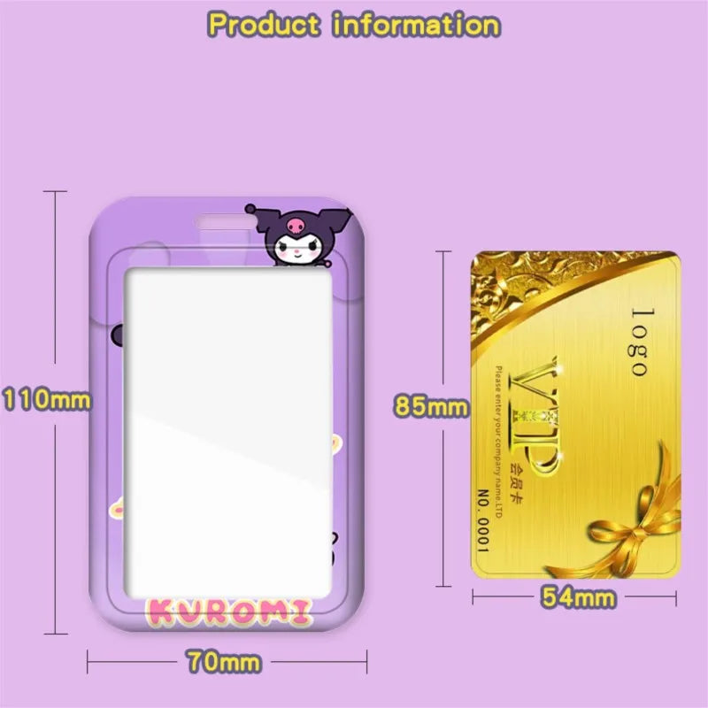 Cartoon Lanyard Card Sleeve kawaii Hello Kitty Kuromi My Melody ID Card Bus And Subway Access Work Permit Card Sleeve