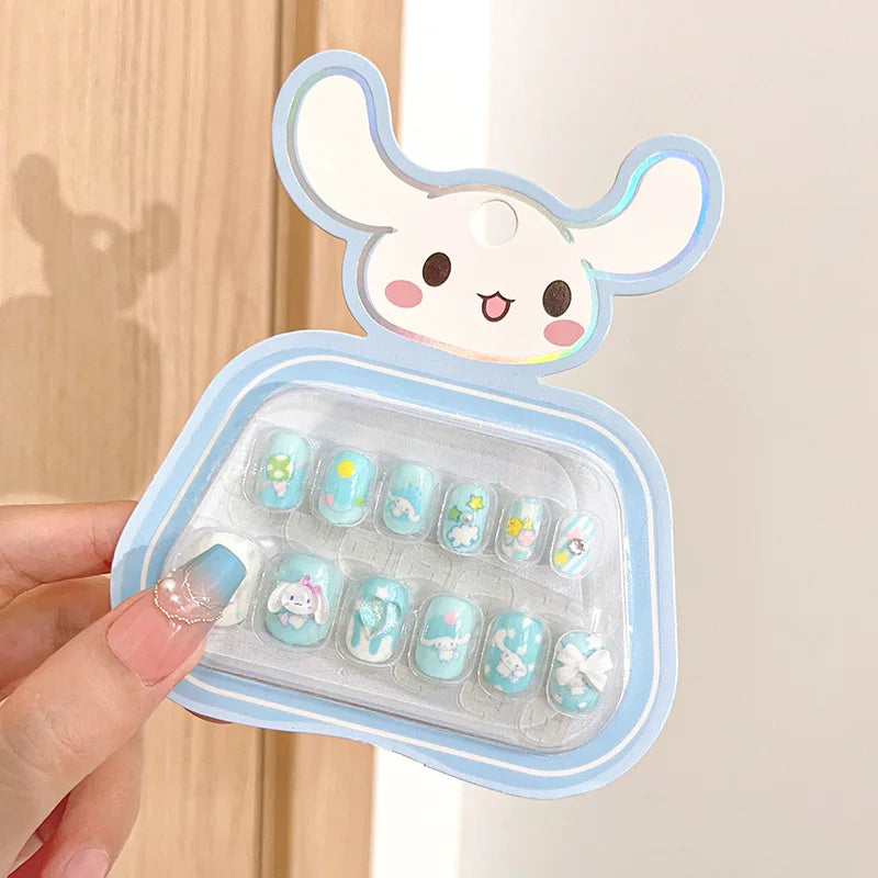 Cartoon Kids Nail Sticker Cute Hello Kitty Cinnamoroll Kuromi Children Self Adhesive Nail Patch Accessories Girl Toy Gift