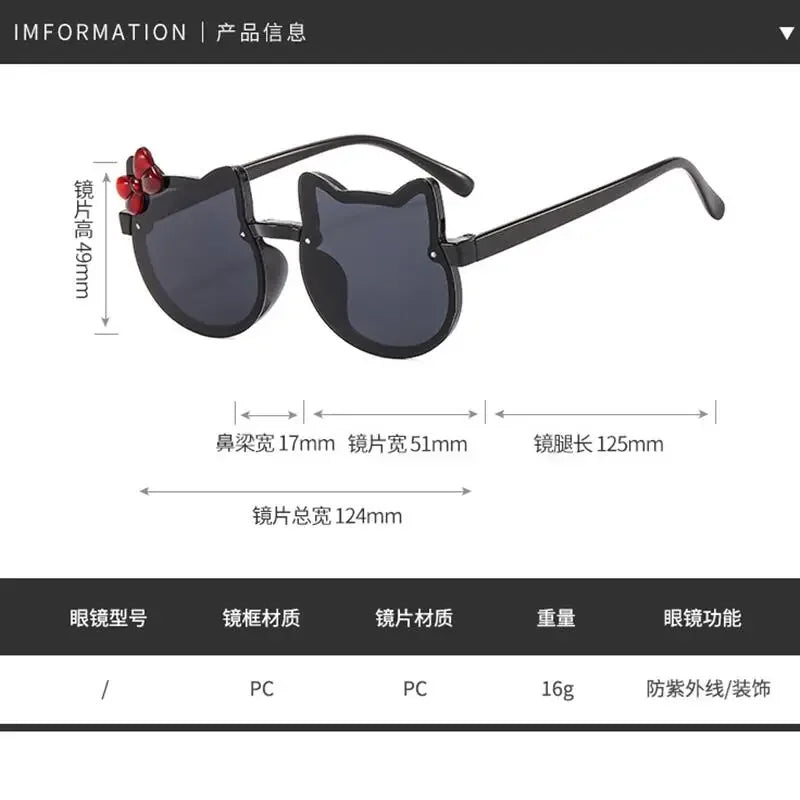 Hello Kitty Kids Sunglasses Girl Boy Shiny Bowknot Sun Glasses Lovely Children Eyewear Fashion Gradient Eyeglasses Gifts