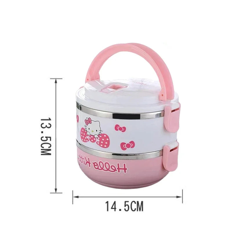 Hello Kitty Lunch Box Lunch Bag Kawaii Portable for School Kids Picnic Bento Box Food Box with Compartments Storage Containers