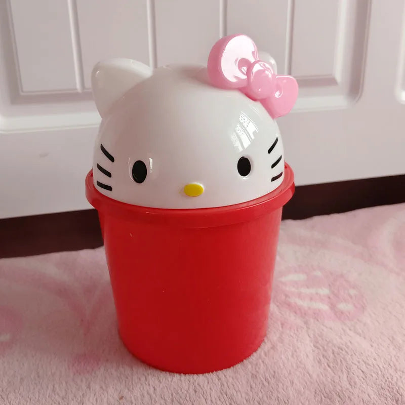 Cute Desktop Can Hello Kitty Trash Kawaii Cartoon Anime Office Living Room Desktop Small Size Trash Storage Toy Girl Gift