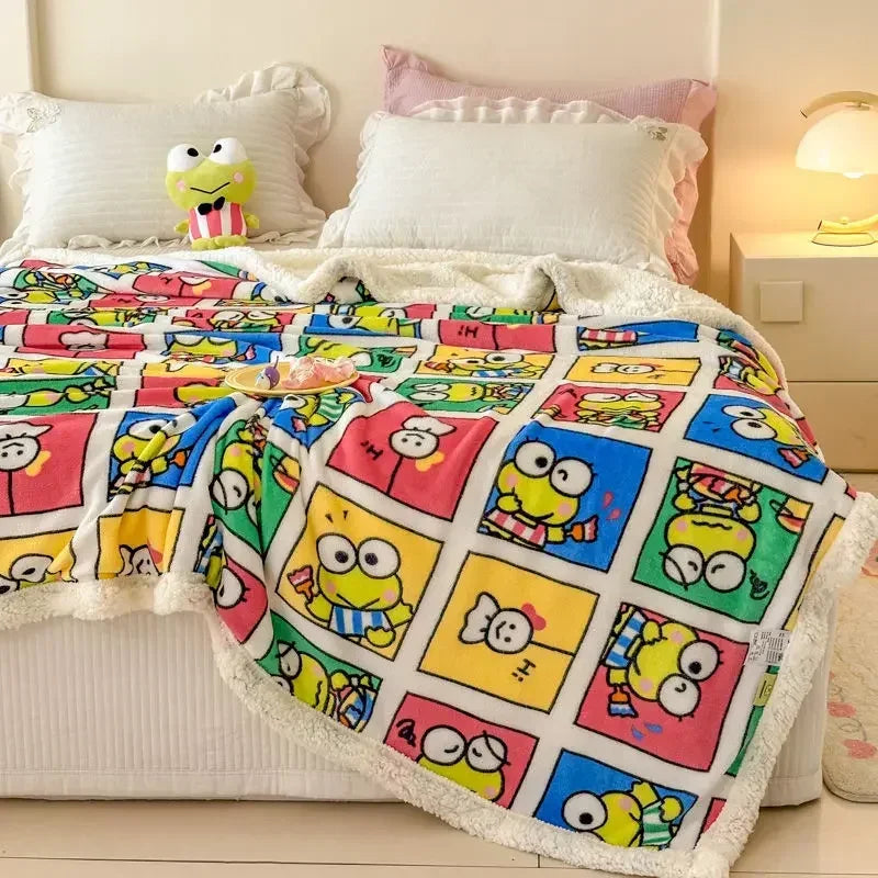 Cinnamoroll My Melody Anime Ins Milk Fleece Blanket Cute Hello Kitty Kawaii Warm Nap Sofa Cover Gifts for Kids