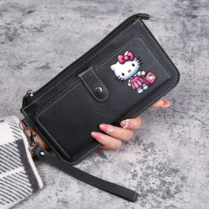 Hello Kitty Kuromi Women Wallets PU Leather Female Purse Multi-Cards Holder Coin Foldable Wallet Zipper Billfold Hipster Credit