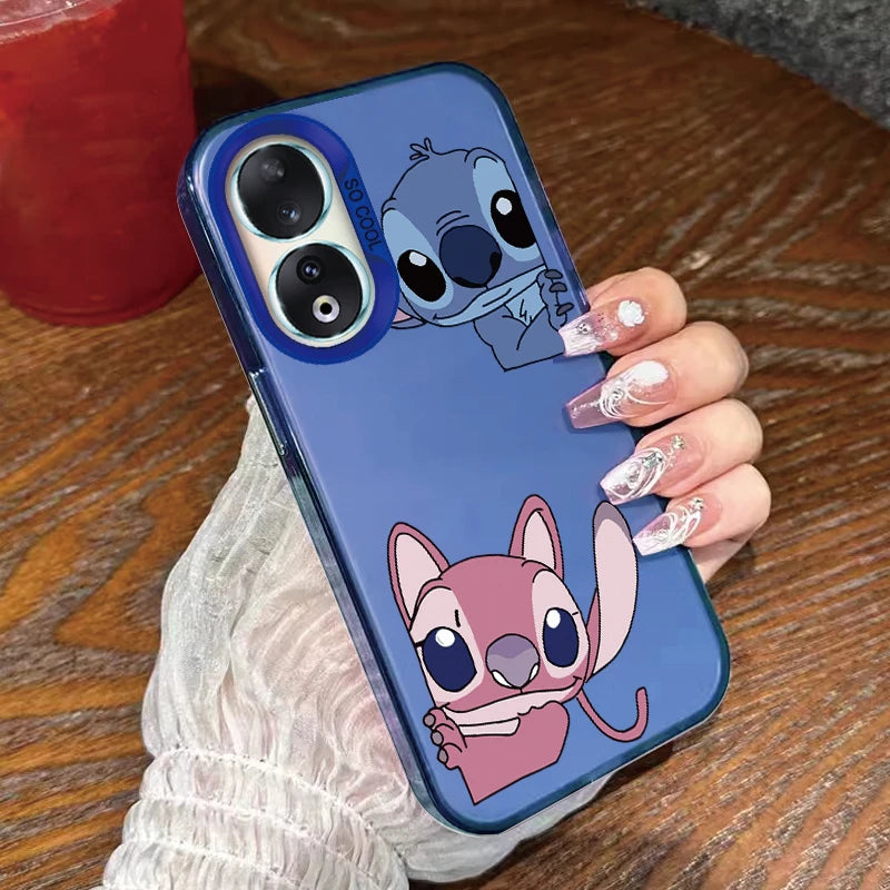 For Honor 90 Phone Case Lilo Stitch Big Eye Cute Cartoon Lovely Cover Matte Laser Coque For Honor 90 Fundas Honor90 Bumper