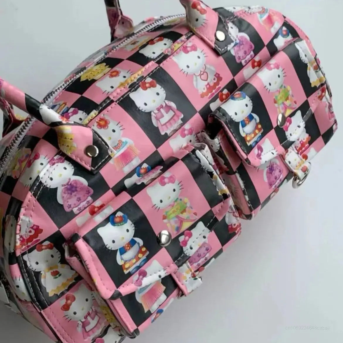 Hello Kitty New Full Printed Fashion PU Bags Y2k Female Cartoon Aesthetic Cute Tote Bag Women Luxury Design Handbags