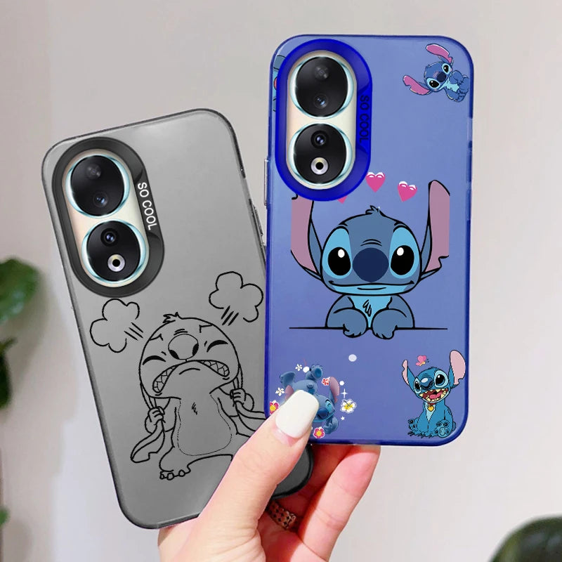 For Honor 90 Phone Case Lilo Stitch Big Eye Cute Cartoon Lovely Cover Matte Laser Coque For Honor 90 Fundas Honor90 Bumper