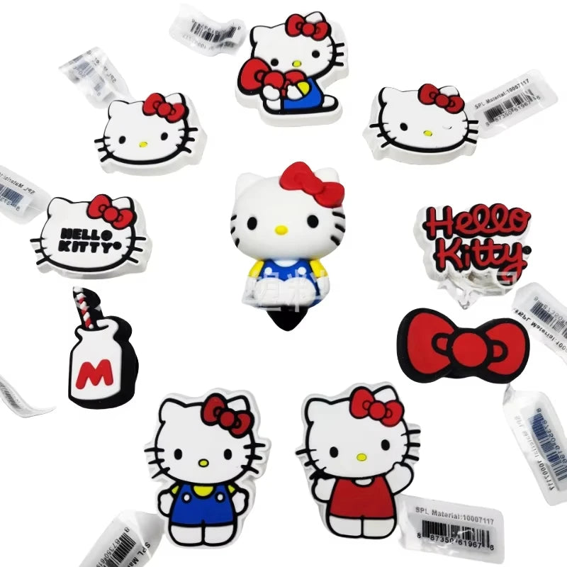 10pcs Hello Kitty Shoe Charms Set Cute Detachable Decorations for Clogs & Sandals Fashion Accessories for Women