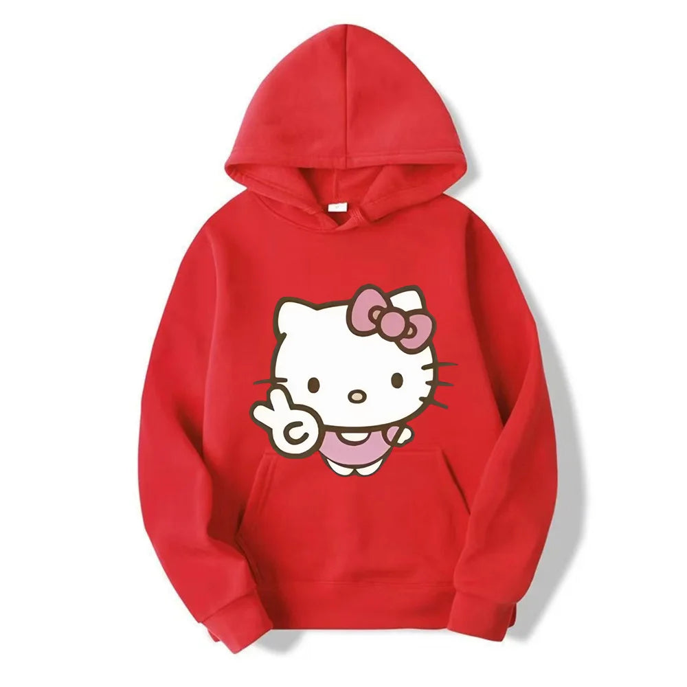 2025 New Hello Kitty Cartoon Family Women Hoodie Cartoon Anime Men Pullover New Spring Autumn Couple Sweatshirt Clothes Top