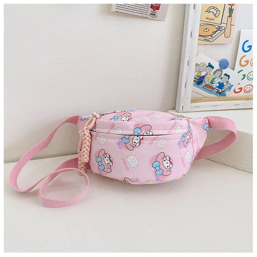 Kuromi Chest Bag Cinnamoroll Crossbody Shoulder Bag Waist Storage Pouch My Melody Hello Kitty Coin Purse Kid Girl Gift