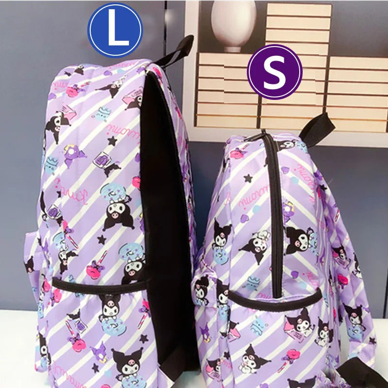 Kuromi hello kitty New Cute Backpack Large Capacity Student Schoolbag Shoulder Bag Girls Handbag Trip Storage Bag