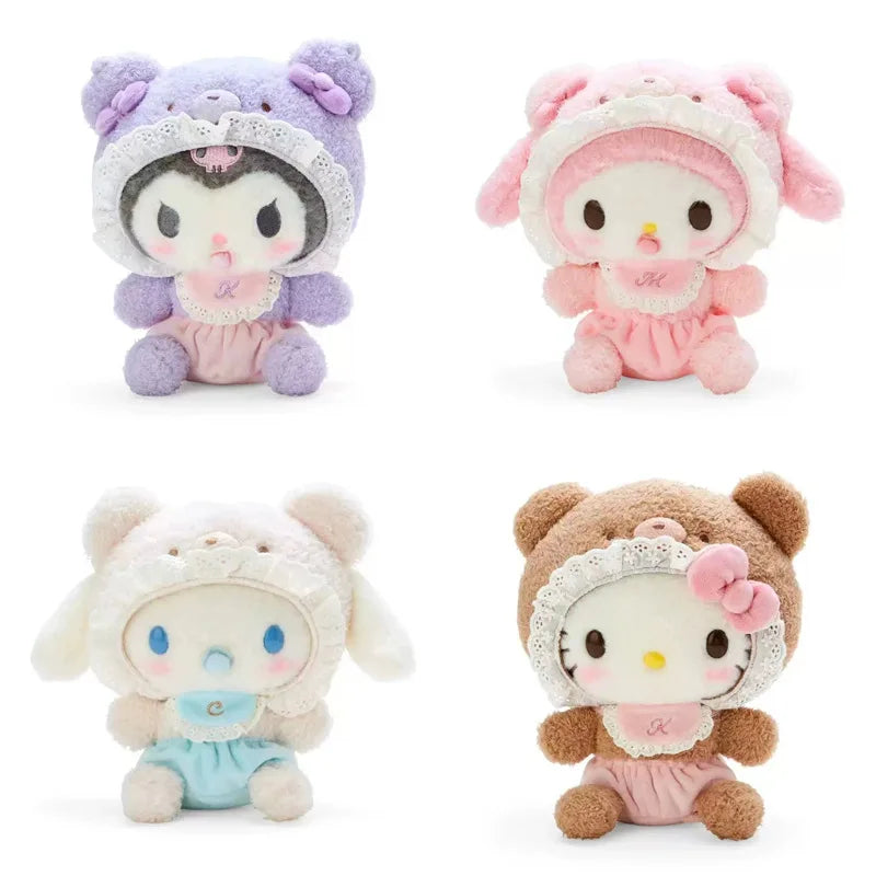 20CM Kawali Kuromi Hello Kitty My Melody Cinnamoroll Pillow Plush Toys Plushie Keychain Stuffed Doll Pendant for Kid Gift