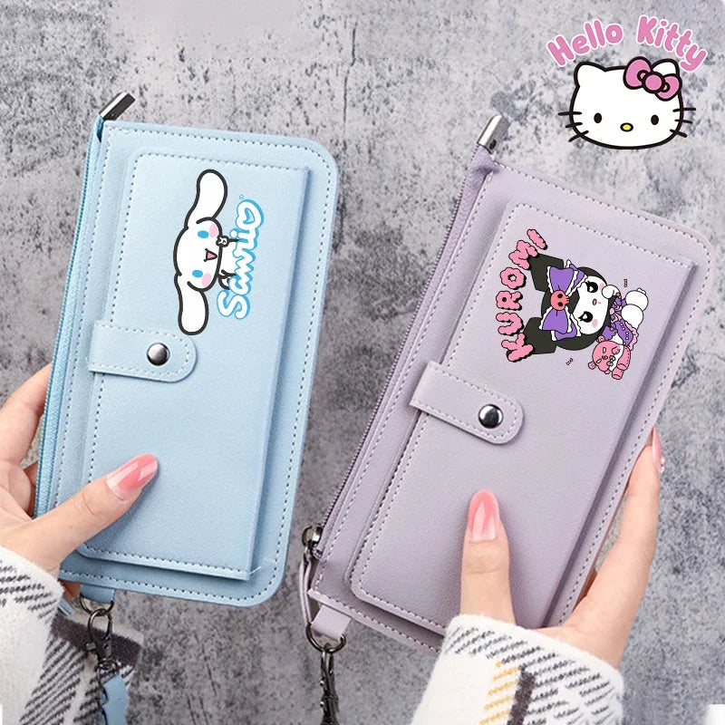 Hello Kitty Kuromi Women Wallets PU Leather Female Purse Multi-Cards Holder Coin Foldable Wallet Zipper Billfold Hipster Credit