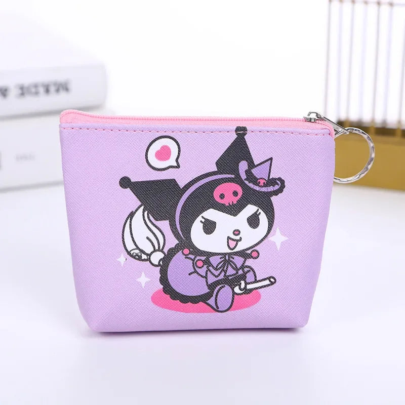 Hello Kitty Purse Coin Purses Cartoon Printed PU Melody Cute Wallet Bag Keychains Storage Bag Kuromi Kawaii Mini Pouch