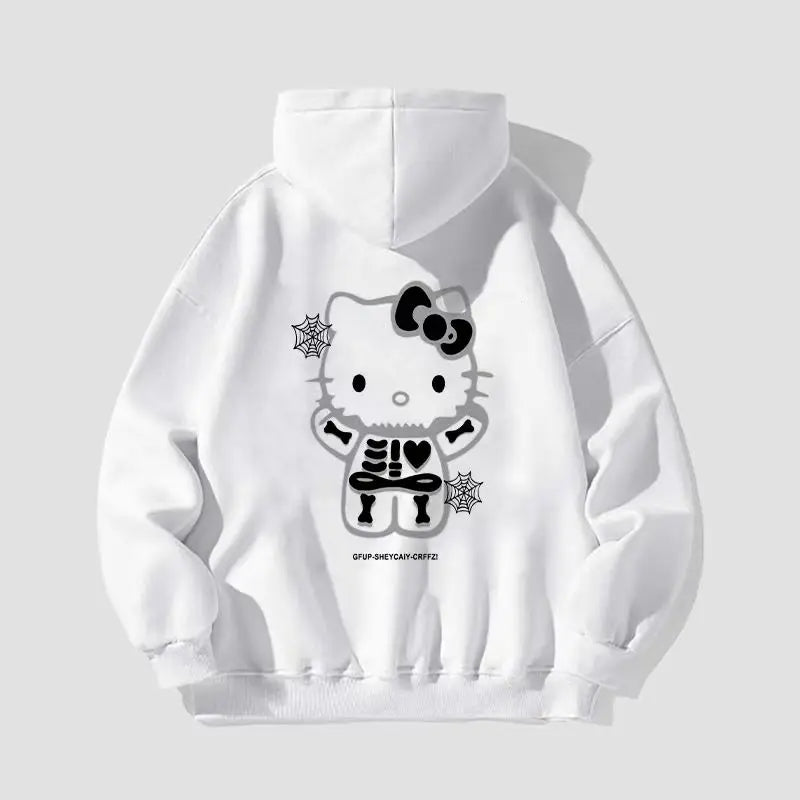 New Kawaii Hello Kitty Casual Hoodies Pullover Anime Autumn Winter All-match Oversized Cartoon Women Men Sweatshirts Tops Gifts