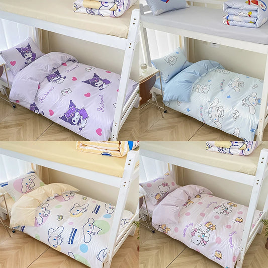 Hello Kitty Bedding Set Kuromi Cinnamoroll 100%cotton King Queen Full Size Duvet Cover Bed Sheet Pillowcase Home Textile