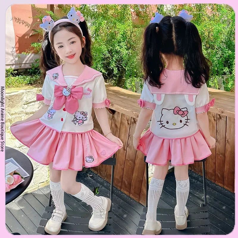 HelloKitty Children's CosPlay Academy Style Pleated Skirt Girl Princess Clothes Children's JK Uniform Birthday Gift