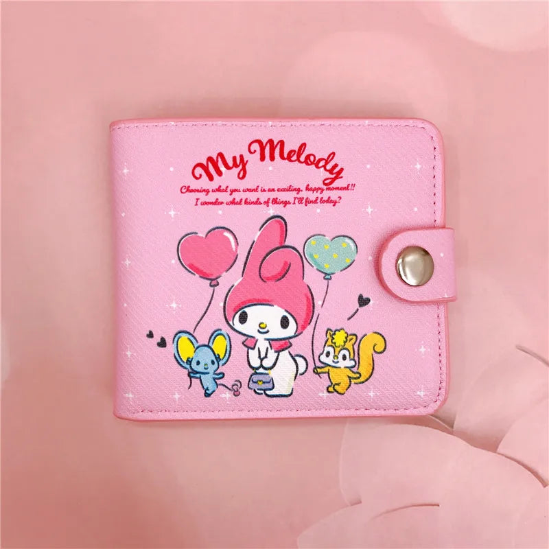 Kawaii Pu Casual Money Bag Hello Kitty Cinnamoroll My Melody Kuromi Coin Purse Card Holder Wallet With Buttons