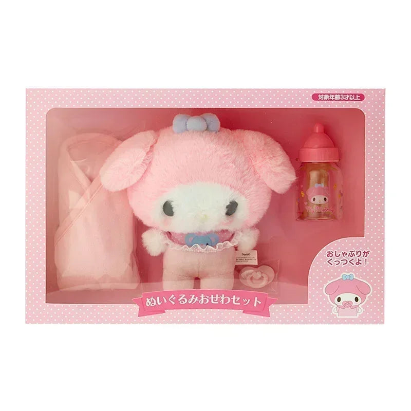 New Hello kitty Cinnamoroll My Melody Baby Dress Up Bottle Toy Set Gift Box Children's Kawaii Anime Character Doll Gift