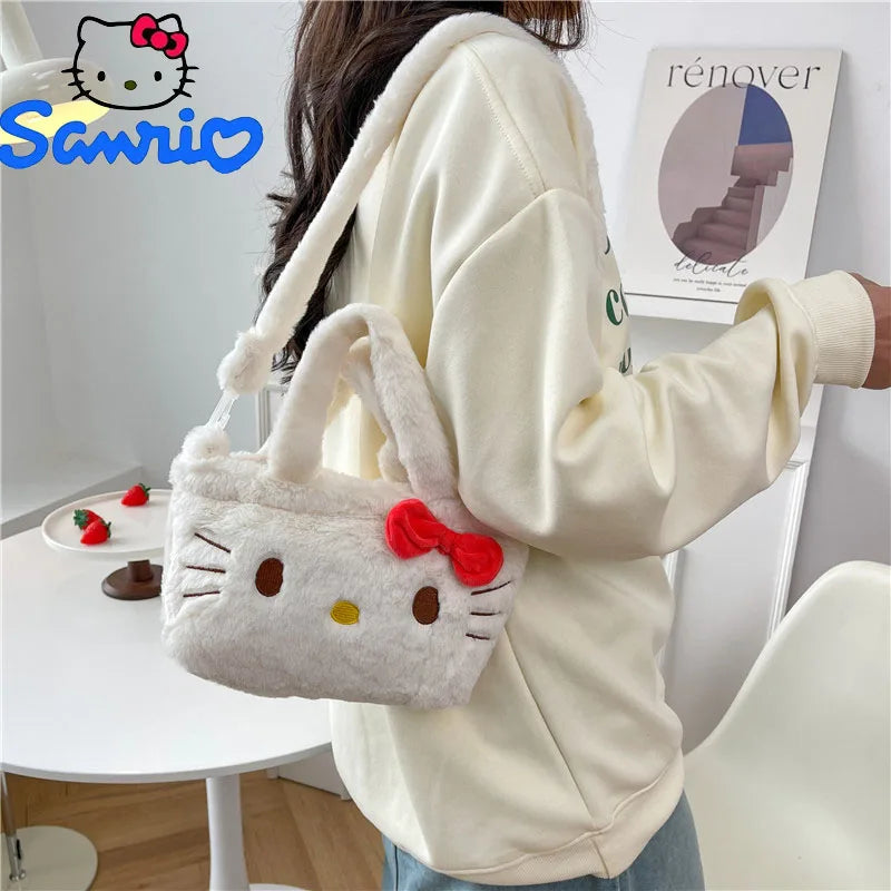 Plushies Hello Kitty Shoulder Bag Kuromi Handbag My Melody Crossbody Plush Backpack Makeup Pouch Women for Gift Tote Bag