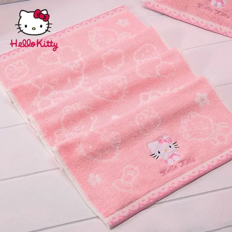 Hello Kitty animation peripheral creative girls' heart absorbing water face towel kawaii pure cotton children's towel wholesale