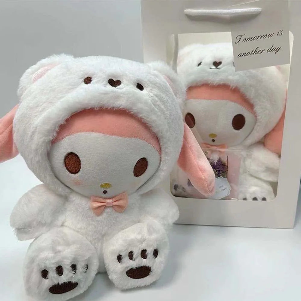 25Cm Kawaii Plush Doll Toy Cute Hello Kitty Cinnamoroll My Melody Kuromi Pochacco Lovely Anime peluche Toys Gift For Kids