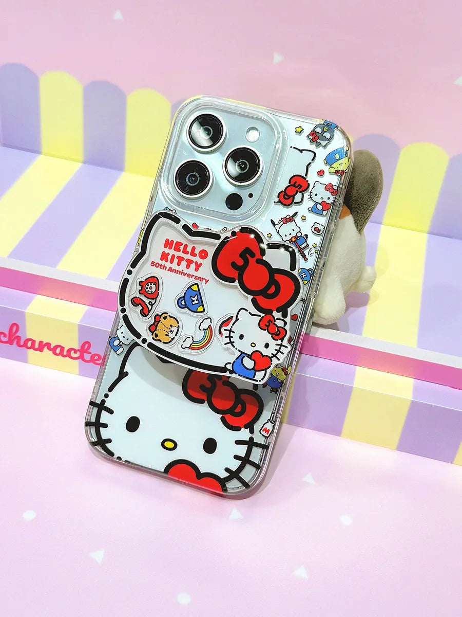 50th Anniversary Hello Kitty Shaker Airbags Magnetic Mobile Phone Holder Anime Kawaii Sanrio Kt Cat Girls Phone Accessory Gift