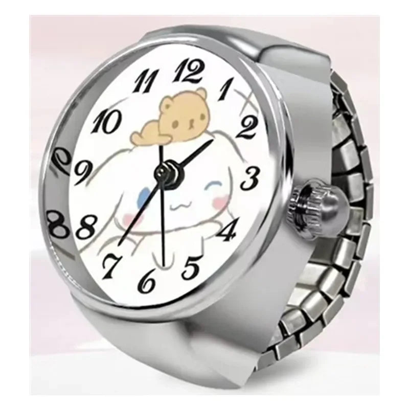 Hello Kitty Watch Ring, Cute Kt Cat Bow, Rhinestone Clock Ring, Girls Jewelry, Kids Gifts, Kawaii Toys