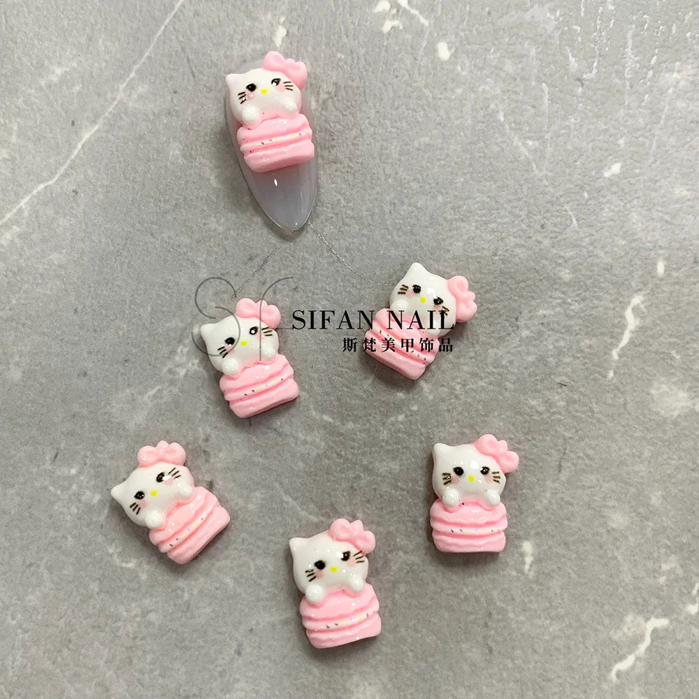 20PCS Kawaii Cartoon 3D Nail Accessories Hello Kitty Kuromi Dress Up Bowknot Decoration Art Charms DIY Jewelry Supplies Gift