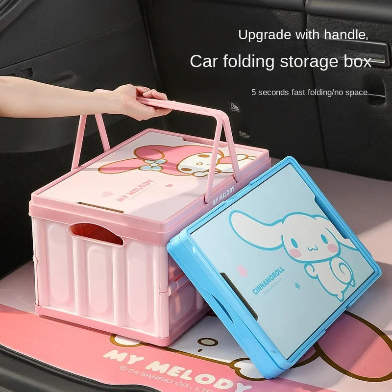 Sanrio Kawaii Anime Hello Kitty Car Trunk Storage Box Cute Outdoor Camping Portable Glove Box Foldable Car Storage Box Kids