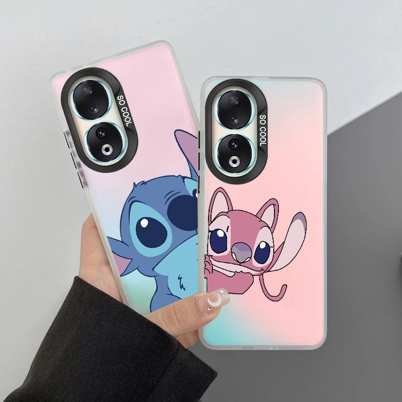 For Honor 90 Phone Case Lilo Stitch Big Eye Cute Cartoon Lovely Cover Matte Laser Coque For Honor 90 Fundas Honor90 Bumper