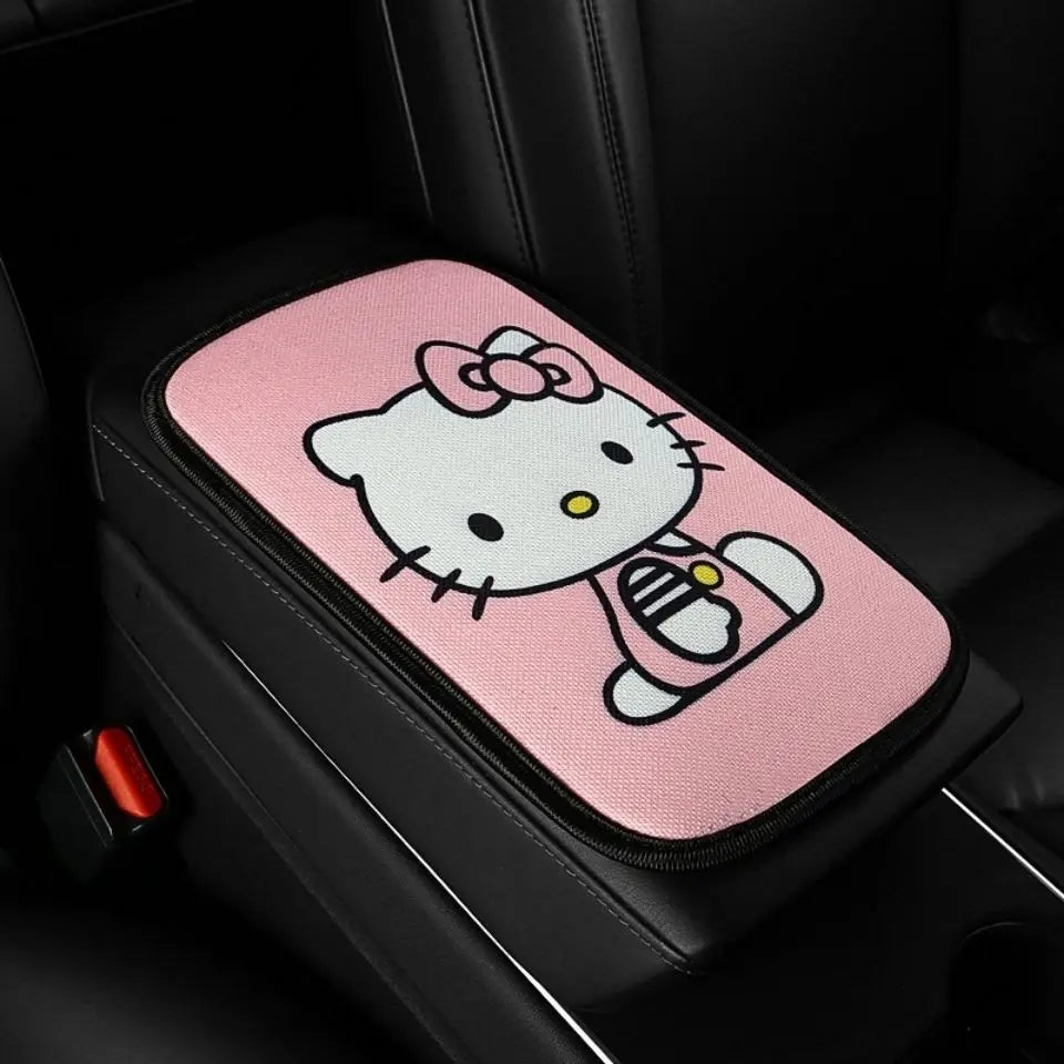 Sanrio Hello Kitty Car Armrest Pad Mat Car Front Rear Center Universal Breathable Mat Cute Anti Slip High-End Interior Decor