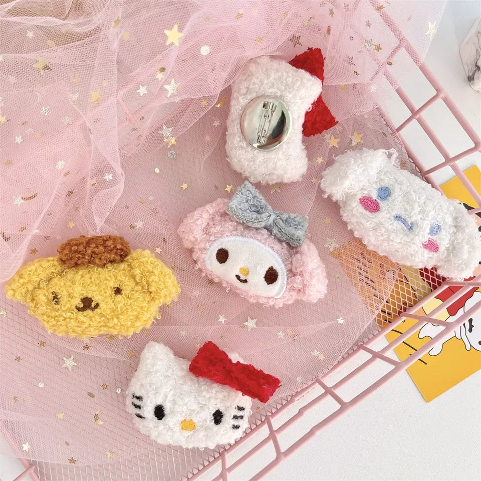 Clothes Matching Accessories Gift Hello Kitty My Melody Plush Small Brooch Bag Scarf Pin Kawaii Hello Kitty Cinnamo roll