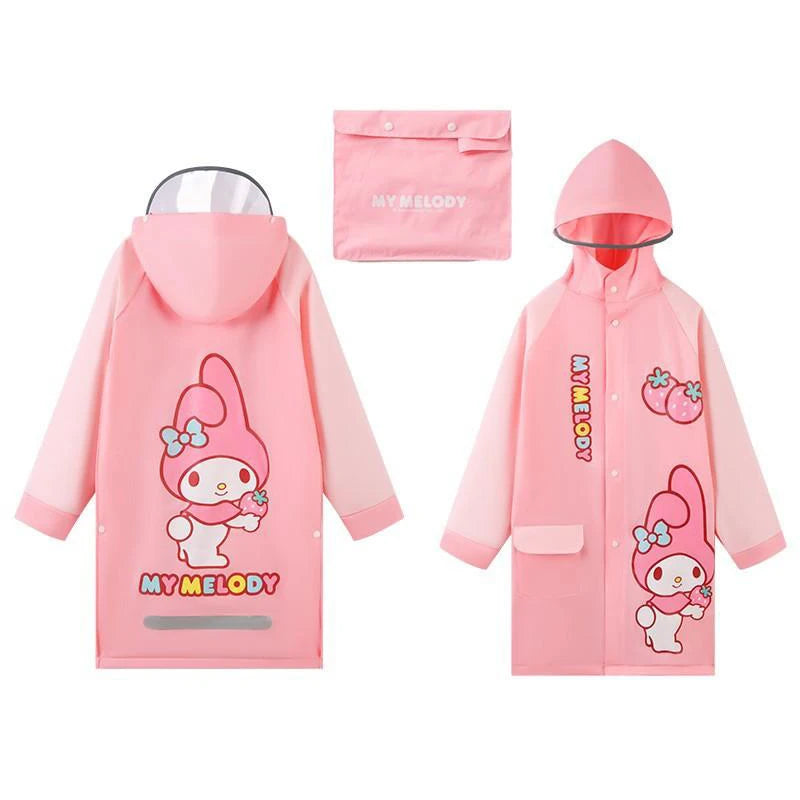 Cinnamoroll Kuromi Anime Kawaii Children Raincoat Cute Cartoon My Melody Boys Girls Waterproof Rain Coat Kids Gifts